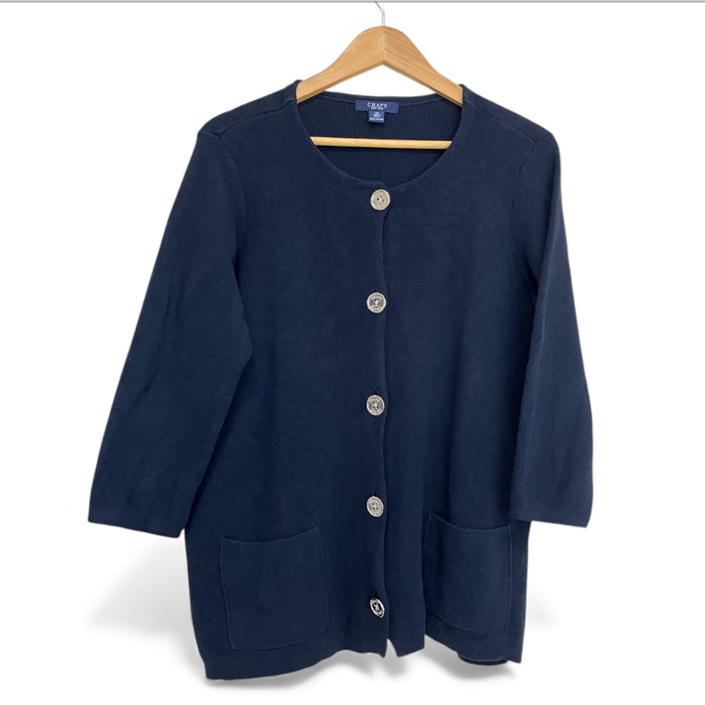 Chaps 3/4 Sleeve Button Up Cardigan Sweater